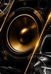 Haut-parleur audio noir et or